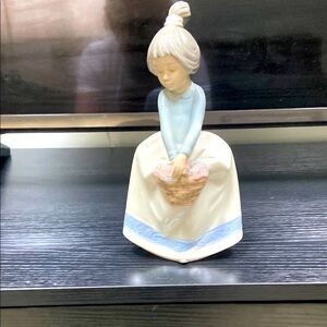 Porcelain Girl Figurine with Heart Basket-Vintage DAO